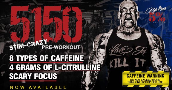 5150 Pre-Workout 375 grammi 5% Nutrition Rich Piana bnner